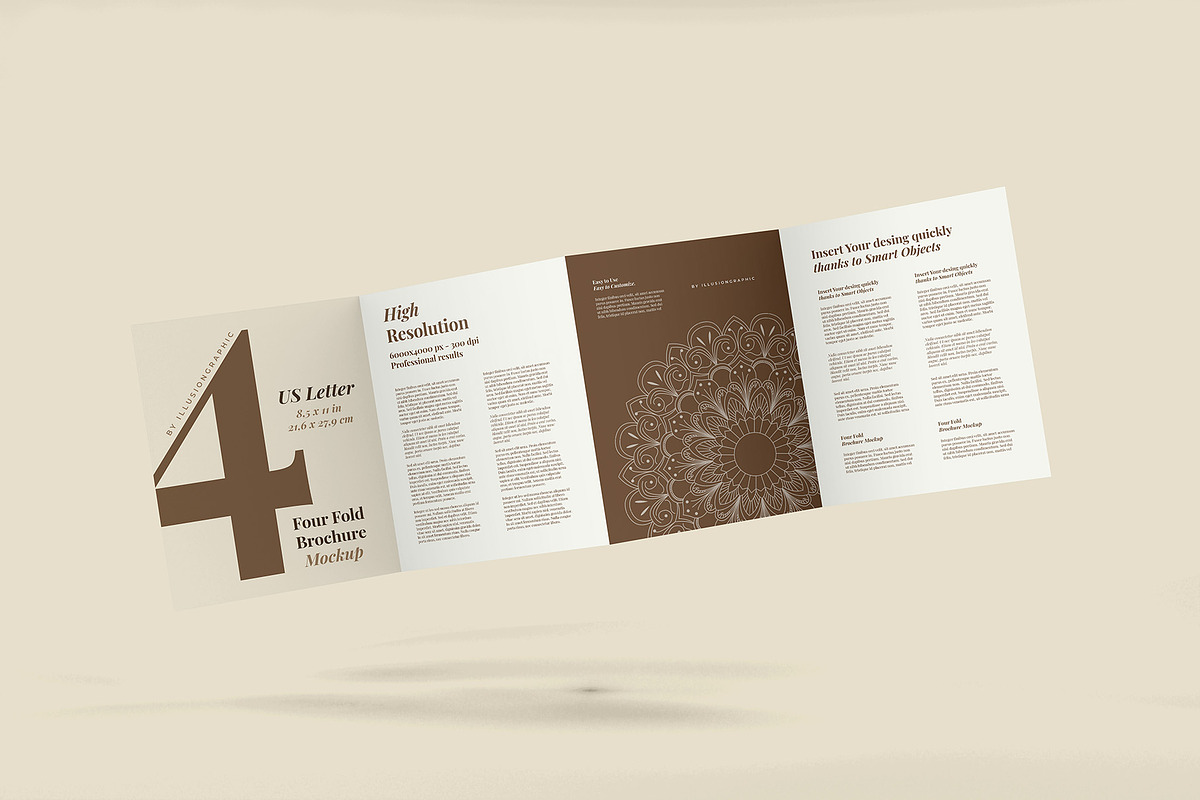 4 Fold US Letter Brochure Mockup, an Advertising Mockup by Illusiongraphic (Photo 7 of 20)