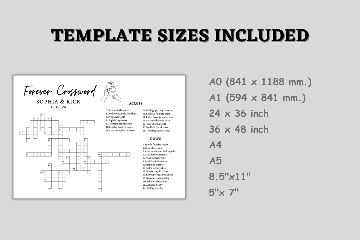 Custom Crossword Puzzle Template, an Invitation Template by Coral Beauty (Photo 3 of 5)