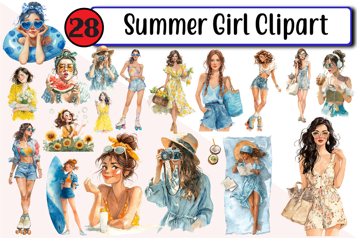 Summer Girl Clipart, an Illustration by Design Market (Photo 1 of 3)