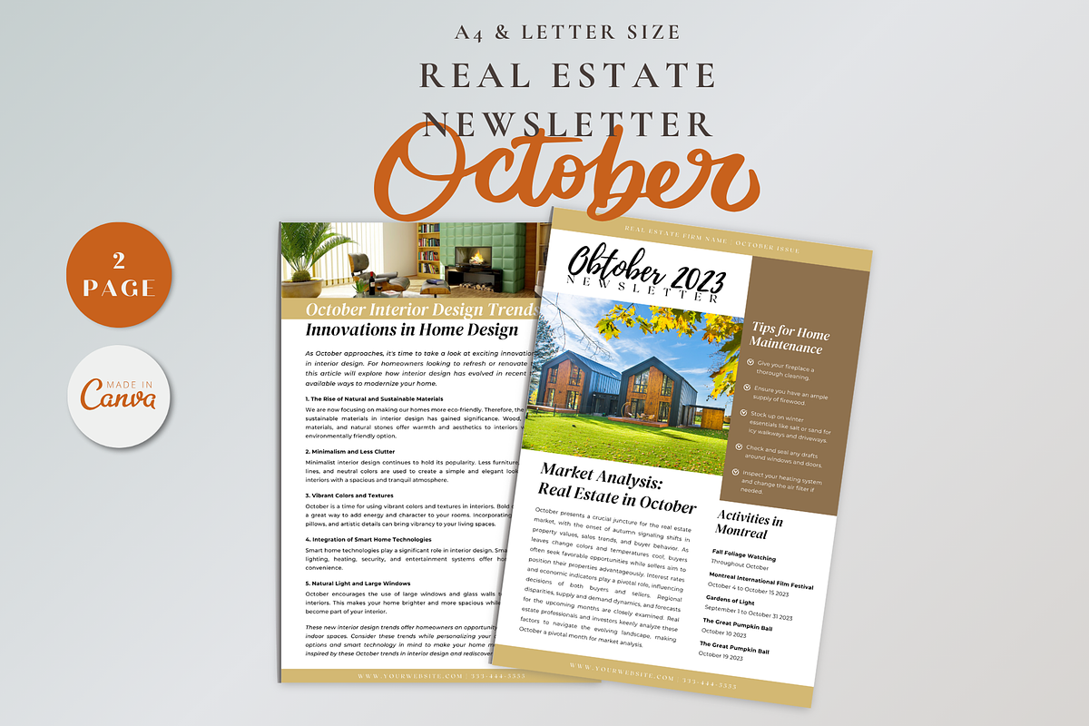 Real Estate Newsletter October, a Flyer Template by yesitisprintable (Photo 1 of 5)