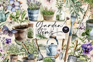 Garden Items Clipart, an Illustration by BigCakeBee