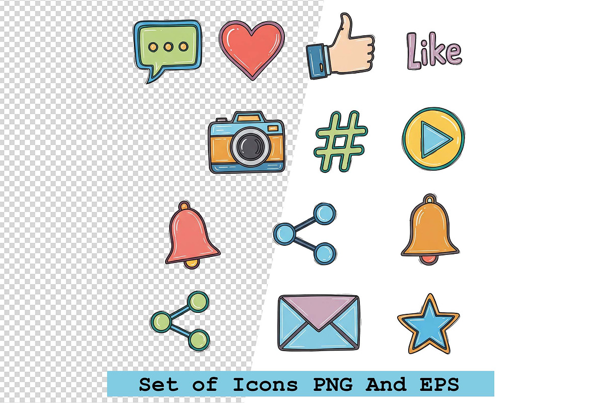 Set of social media icons vector, an Icon by one-touch