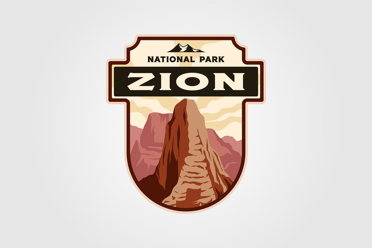 zion national park vintage logo, a Branding & Logo Template by lawoel