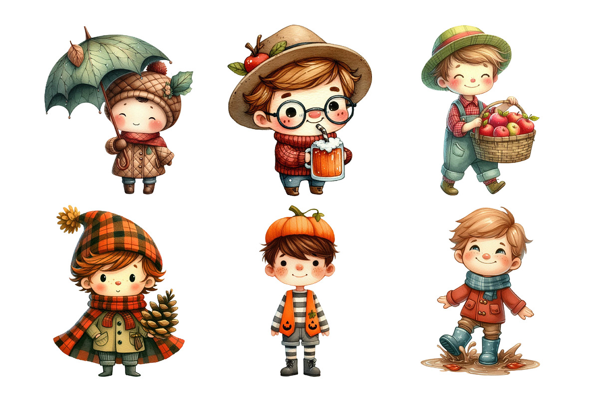 Autumn Quirky Cute Little Kids, an Illustration by Daily.Designs (Photo 4 of 5)