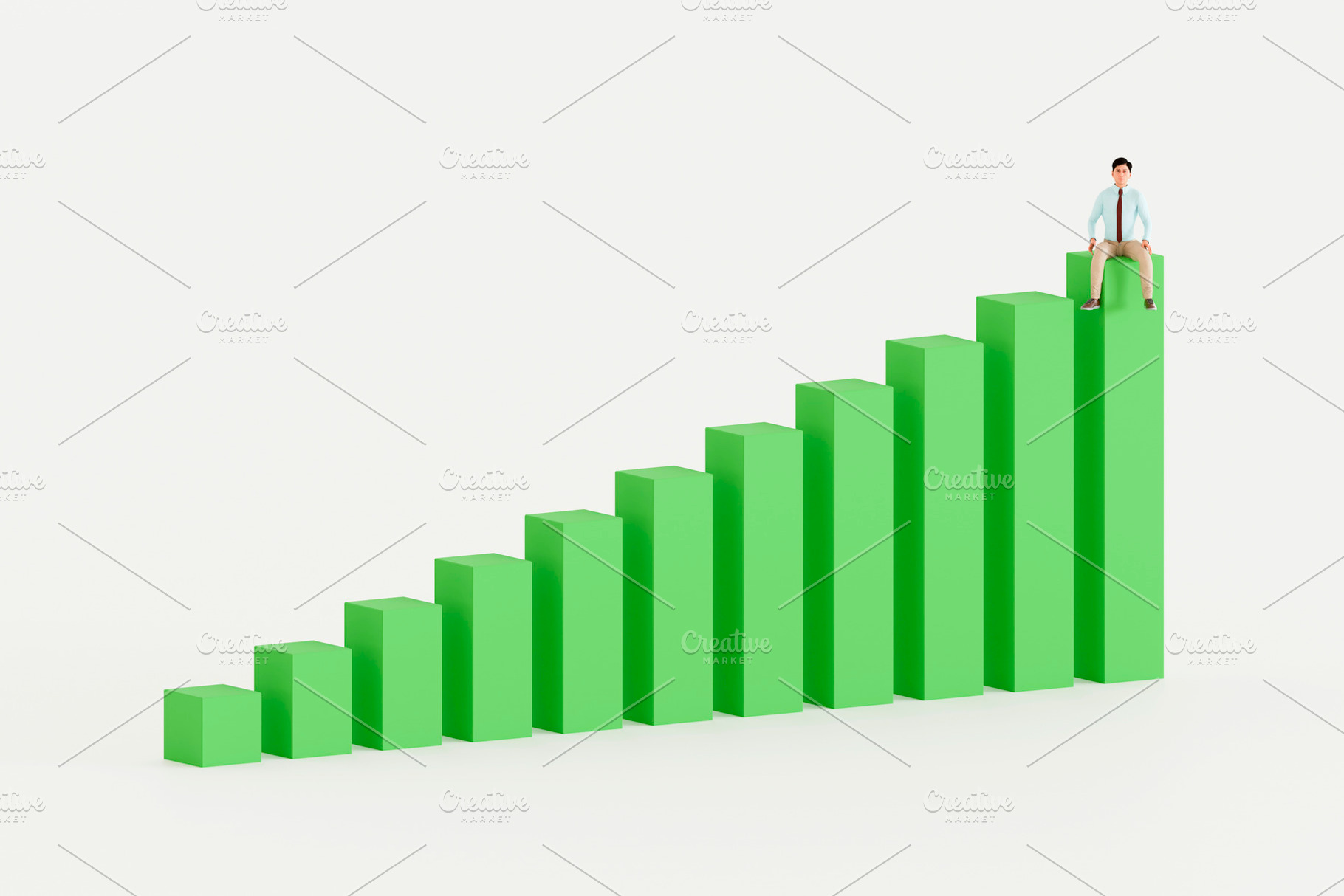 Businessman on Green Bar Graph – Growth & Success Concept, a Business Photo by RF Images