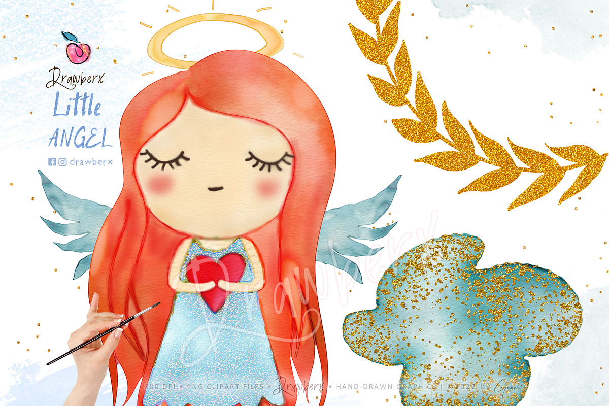 Baby Girl, Watercolor Angels png 030, an Illustration by Drawberx (Photo 3 of 9)