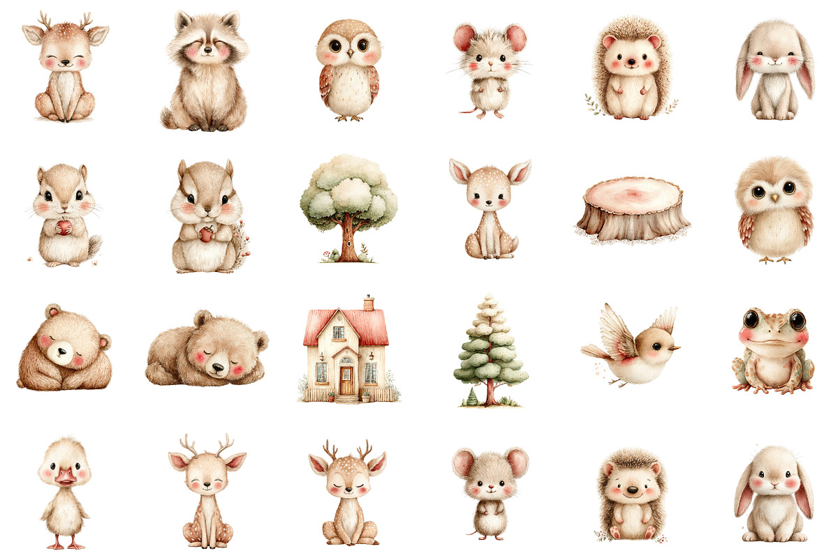 Watercolor Woodland Animals Clipart, an Illustration by Sublimation Artist (Photo 3 of 7)