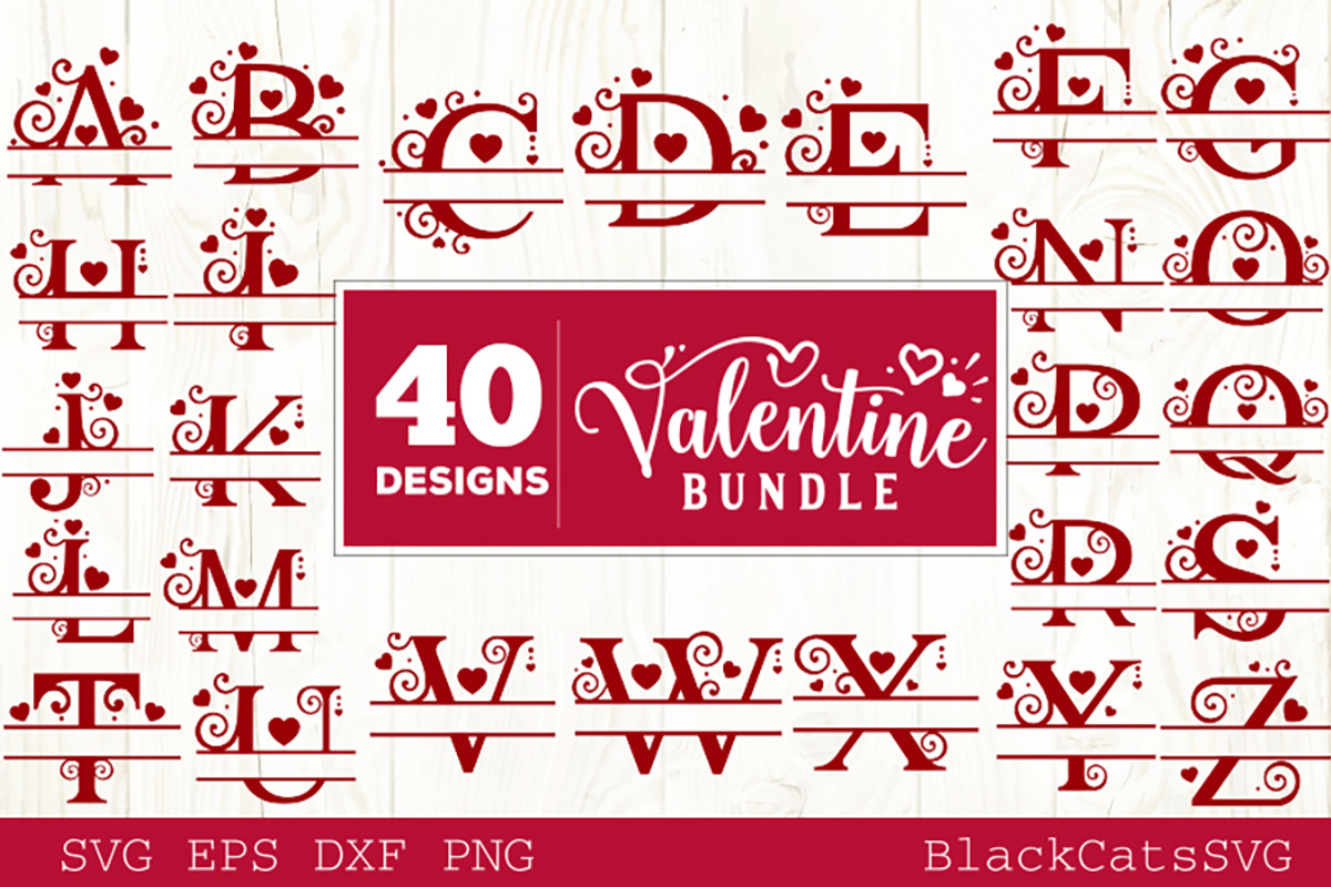 Valentines Day SVG bundle 40 designs, an Illustration by BlackCatsMedia (Photo 2 of 6)