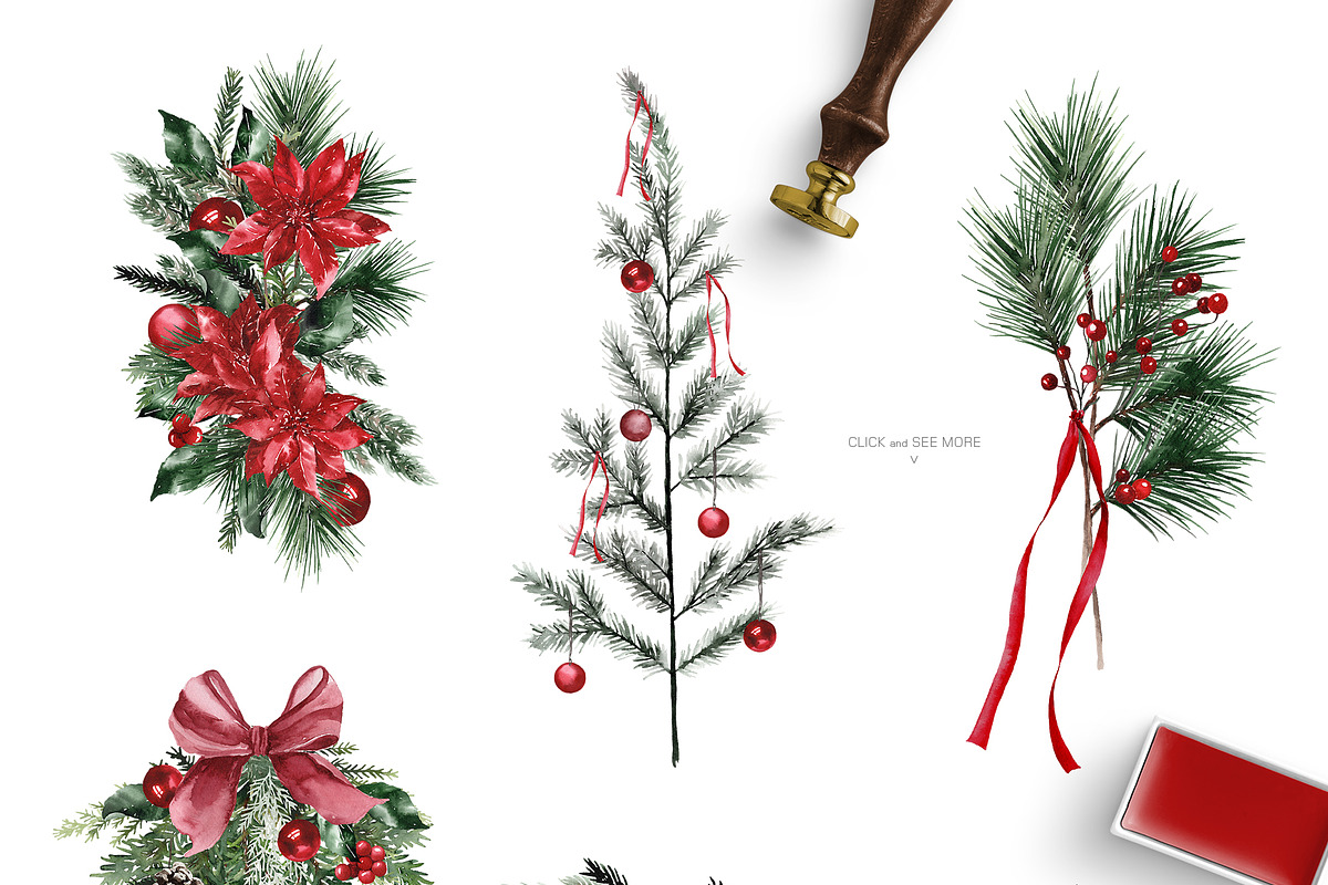 Watercolor clipart - Christmas, a Decorative Illustration by Beigetime (Photo 6 of 16)