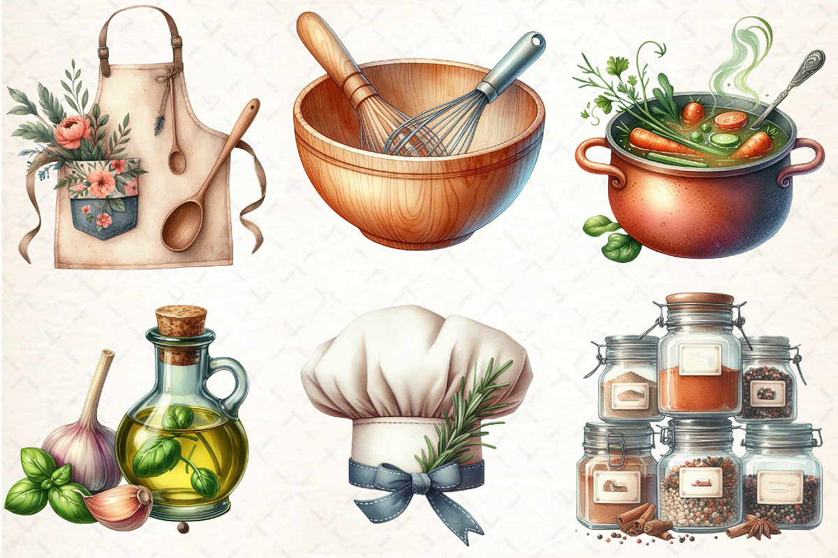 Watercolor Recipe Clipart, an Illustration by DreamCafeArt (Photo 4 of 7)