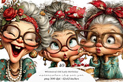 Whimsical old lady birthday clipart, an Illustration by SinaCreation (Thumbnail 1 of 11)