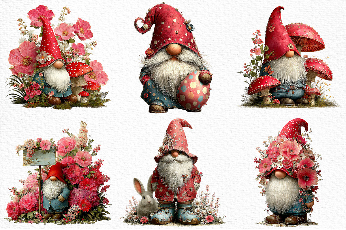 Whimsical Easter Gnome Clipart, an Illustration by Craft Nest (Photo 5 of 10)