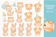Happy Birthday - Cliparts Set, an Illustration by Estudio Daiane Barbosa (Thumbnail 2 of 9)