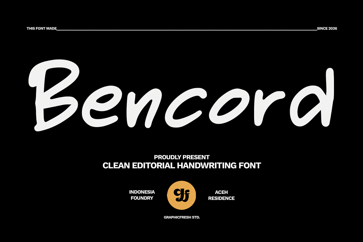 Bencord - Editorial Handwriting Font, a Handwritten Font by Graphicfresh (Photo 1 of 10)