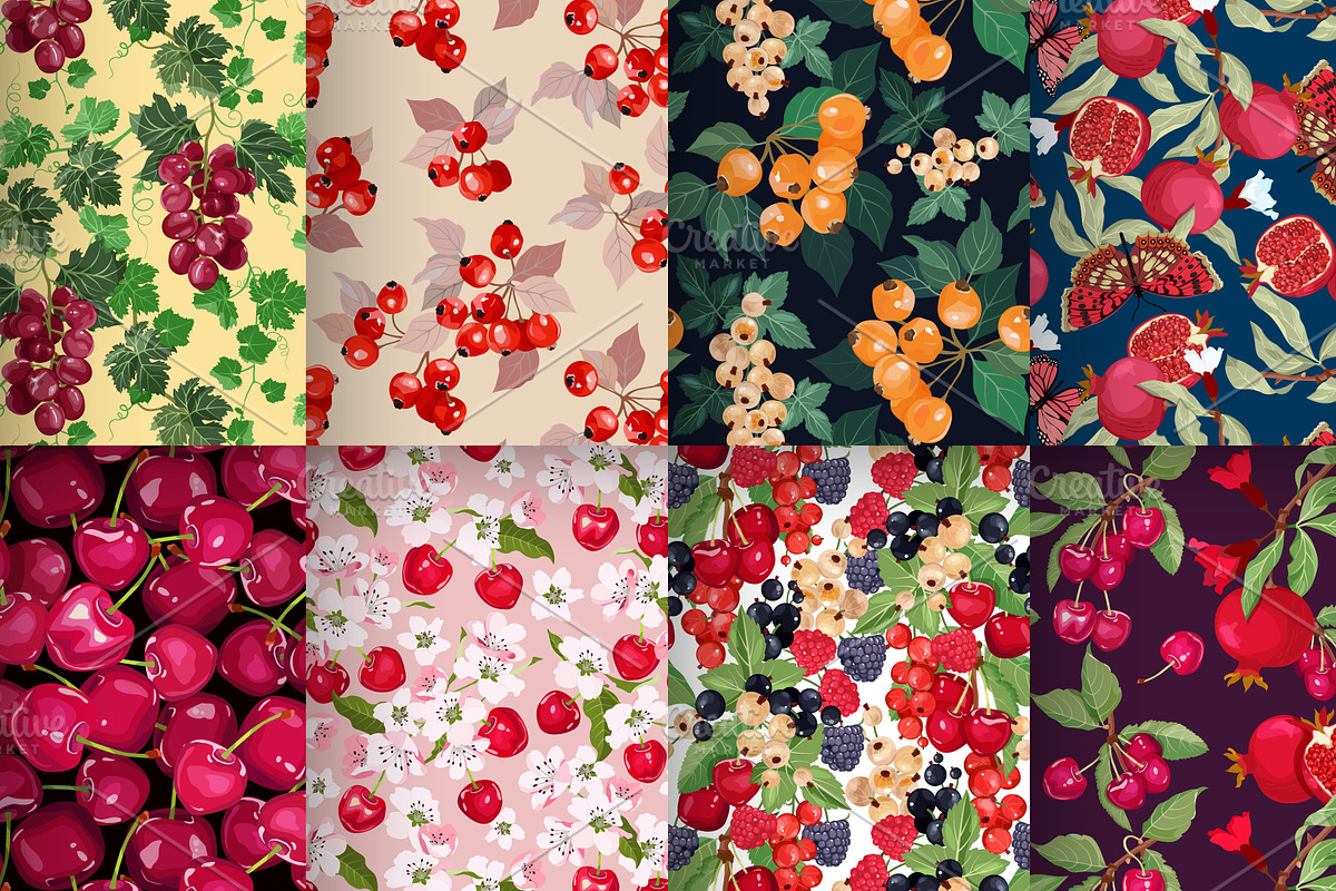 Pattern of Fruits and Berries, a Pattern Graphic by artdemidova (Photo 1 of 9)
