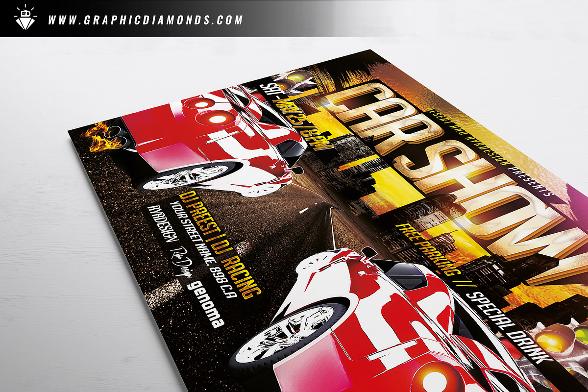 Car Show Flyer PSD + Two Versions, a Flyer Template by GraphicDiamonds (Photo 3 of 7)