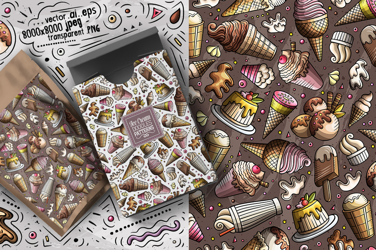 7 Ice Cream Seamless Patterns, a Pattern Graphic by BALABOLKA (Photo 6 of 8)