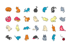 Meowers Icons And Seamless Pattern