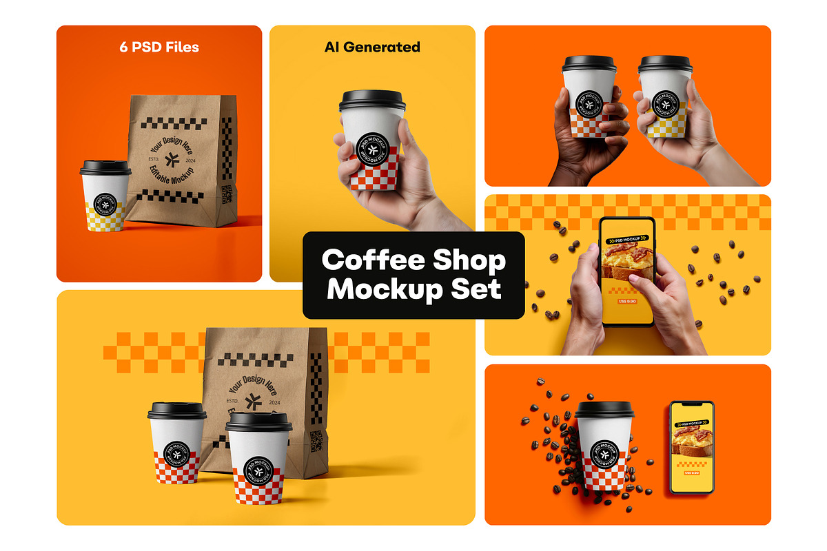 Coffee Shop Mockup Set AI Generated, a Cups & Container Mockup by rodrigofkaminski (Photo 1 of 7)