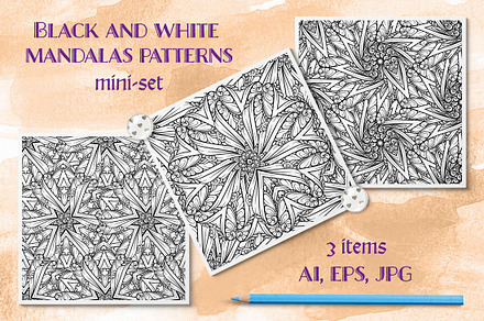 Black and white mandalas patterns mi