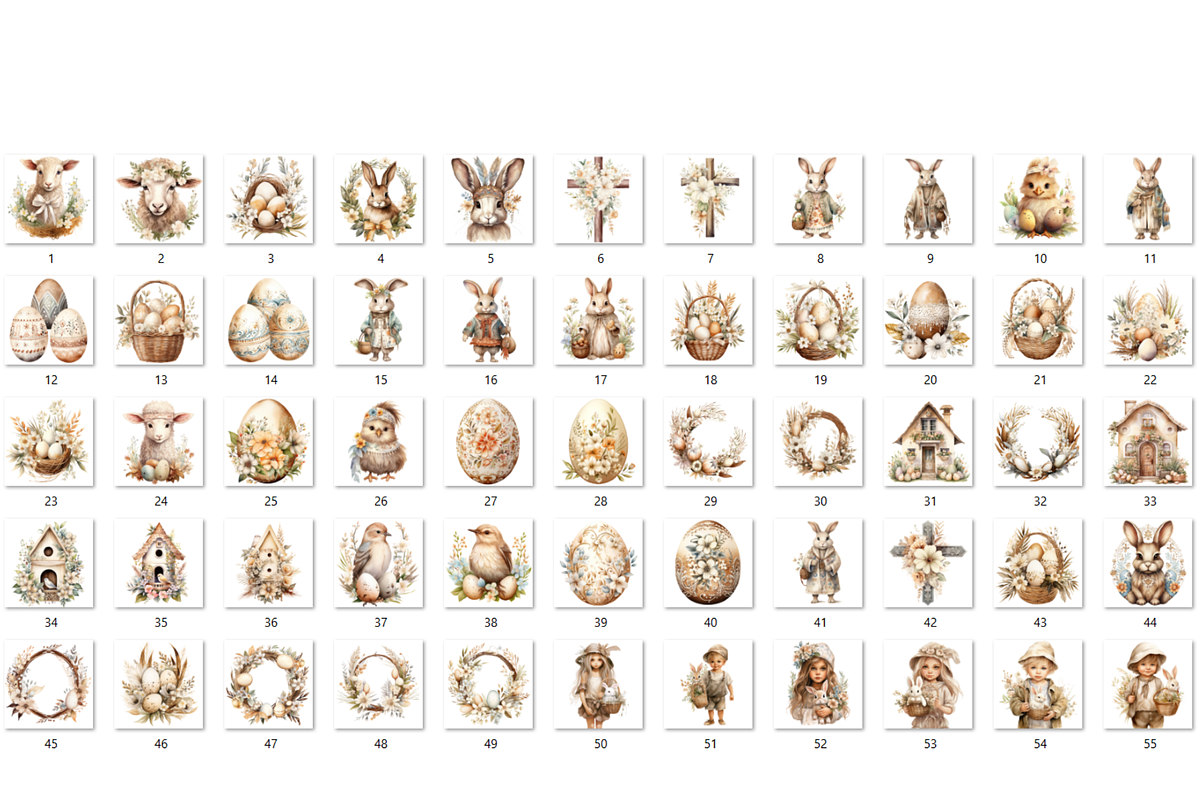 55 PNG Watercolor Boho Easter Bundle, a Seasonal Illustration by GiraffeCreative (Photo 8 of 9)