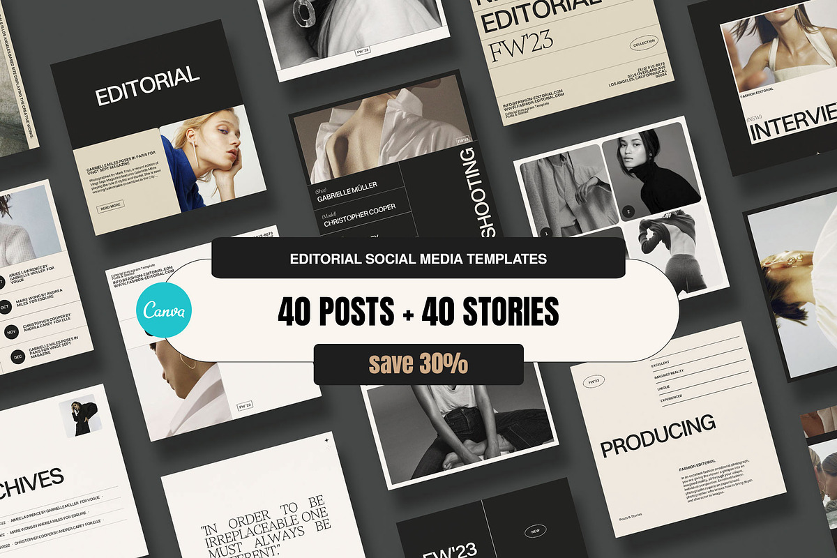 Editorial Social Media Template, a Social Media Template by Moscovita Studio (Photo 1 of 34)