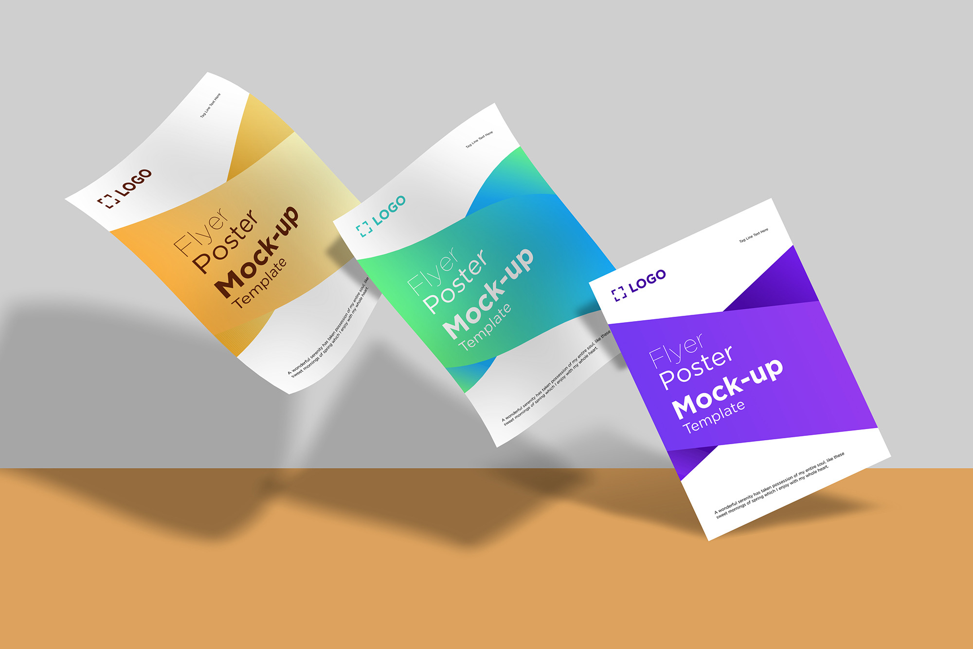Falling Flyers and Posters Mockup, a Books & Magazine Mockup by shahsoft