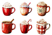 Watercolor Christmas Hot Cocoa PNG, an Illustration by Craft Nest (Thumbnail 5 of 7)