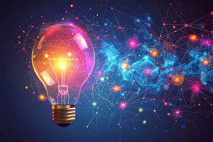 Brilliant Light Bulb with Brain Waves Network Concept for Innovative Ideas, a Photo by AS photostudio
