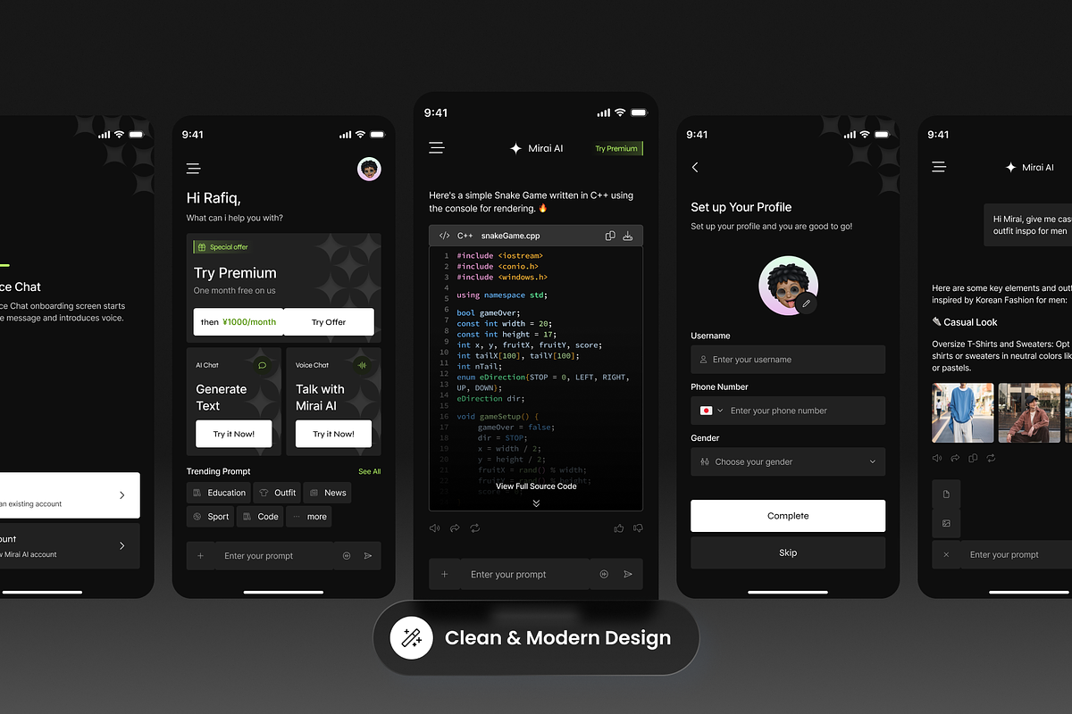 Mirai AI - AI Chat Mobile App, a Websites & App Template by SLAB! Design (Photo 3 of 4)