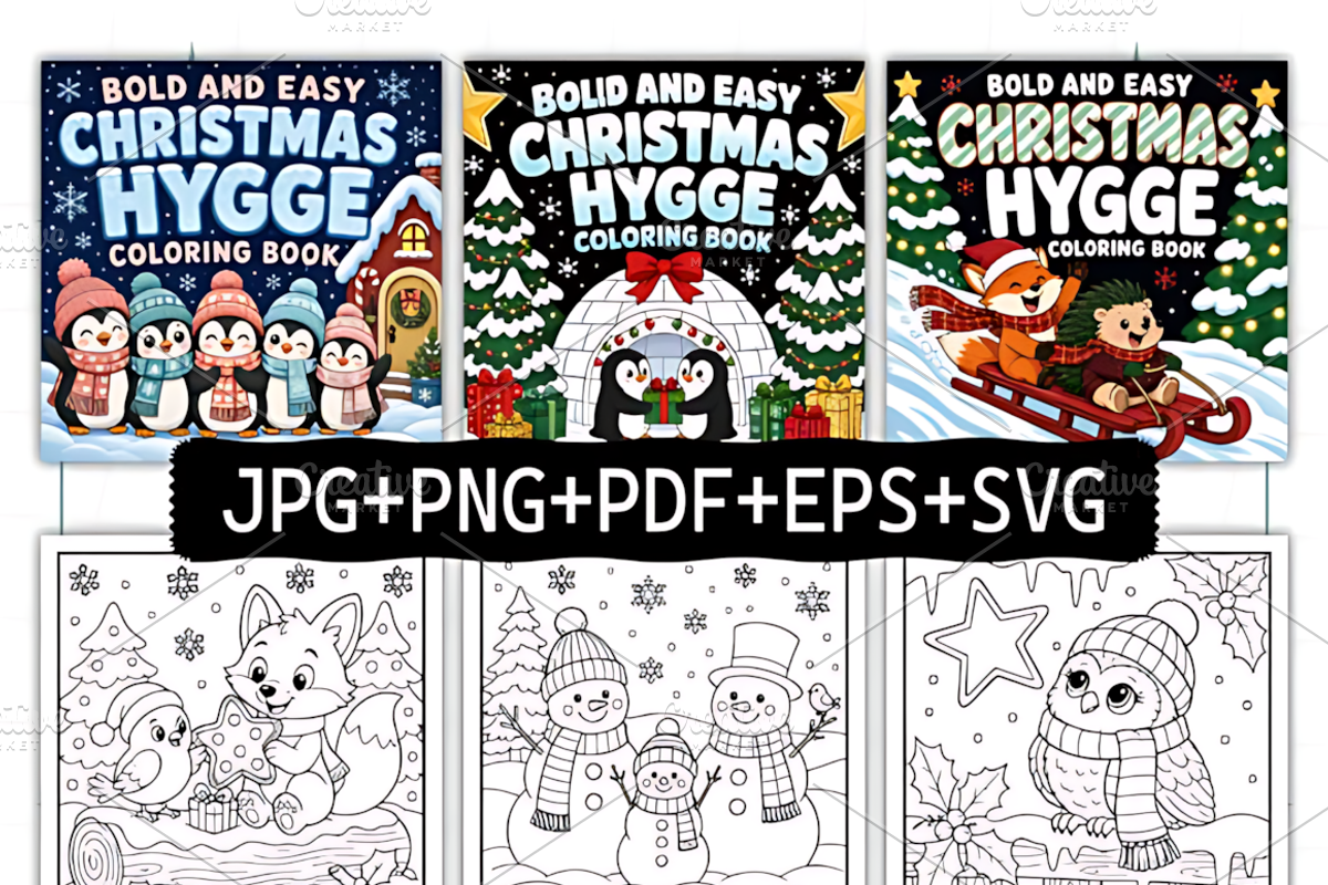 Bold Easy Christmas Hygge Coloring, a Seasonal Illustration by Coco Bloom (Photo 2 of 3)