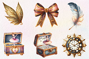 Watercolor Gilded Reverie Clipart, an Illustration by CreationArt (Thumbnail 2 of 5)