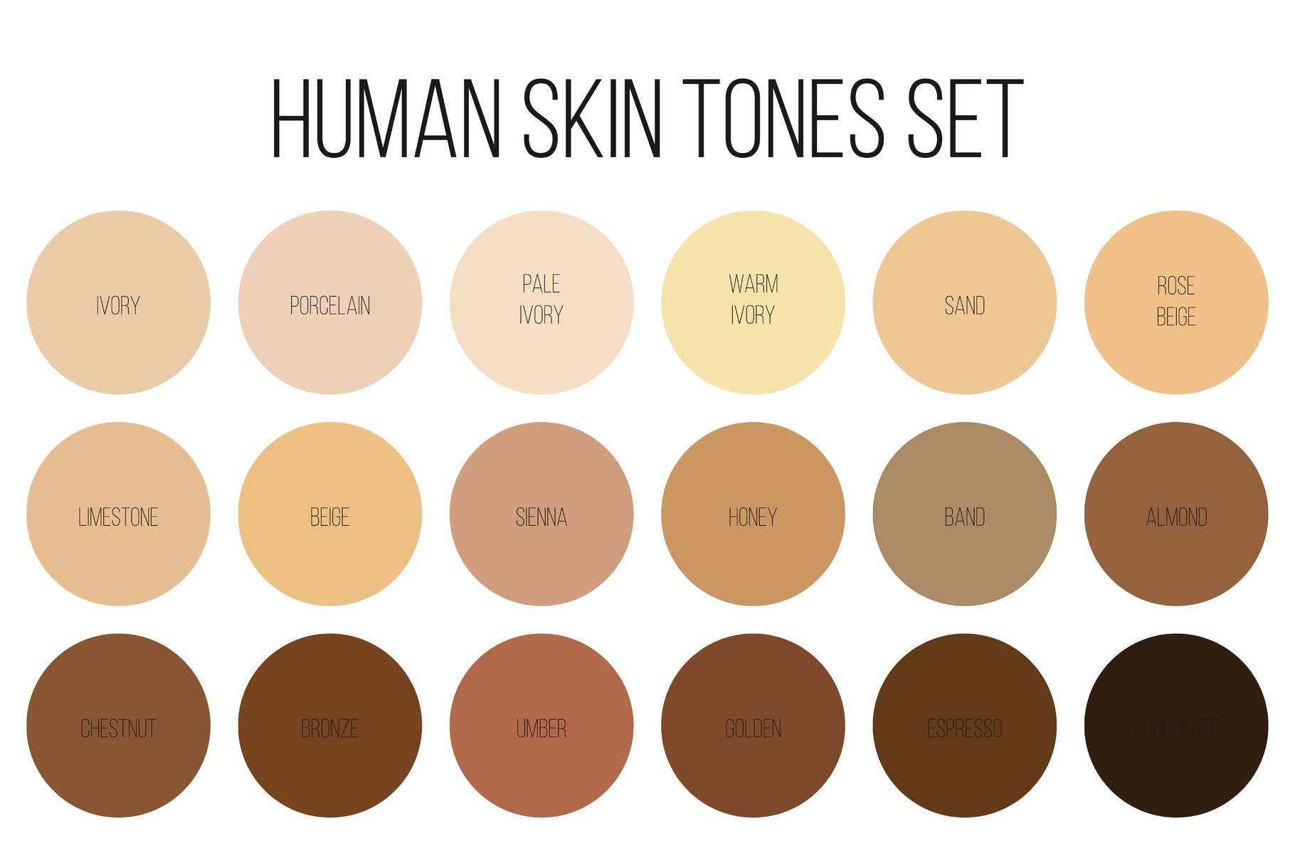 Human skin tone color palette set., a Person Illustration by HAPPY VECTOR