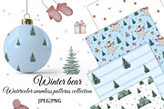 Winter Bear Seamless Patterns Set, a Pattern Graphic by ZabolotnaArt (Thumbnail 1 of 5)
