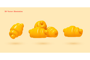 3D vector illustration of croissants, a Food Illustration by Liudmyla Matviiets