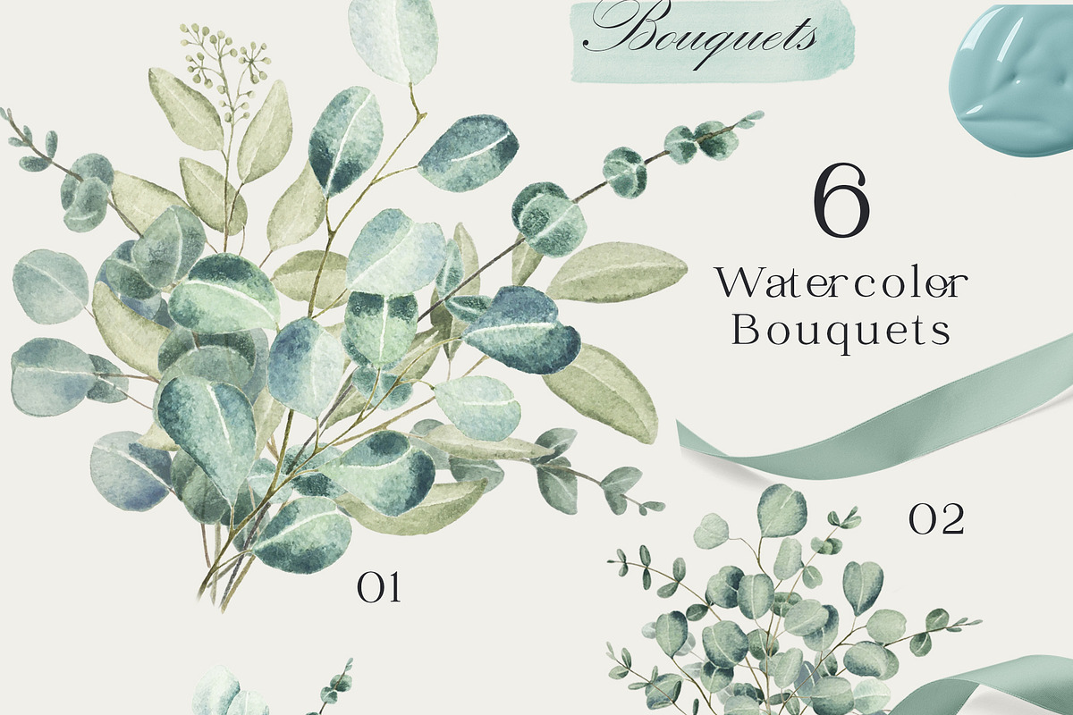 Eucalyptus – Watercolor Collection, a Decorative Illustration by Letters-Shmetters (Photo 6 of 8)