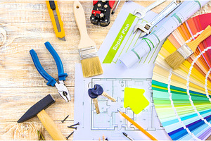 Paint palette house plan and repair, a Business Photo by yanadjana