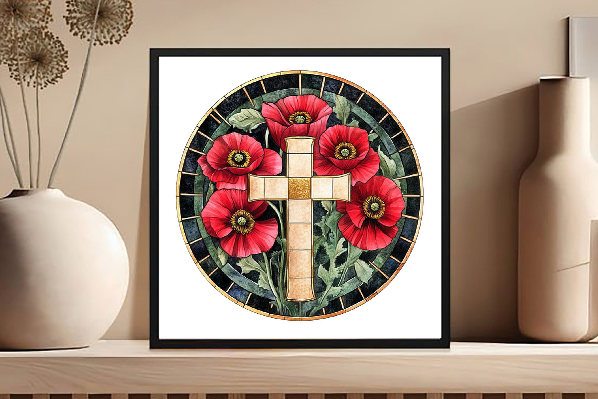 Poppy & Cross Faux Stained Glass, an Illustration by DreamCafeArt (Photo 8 of 9)