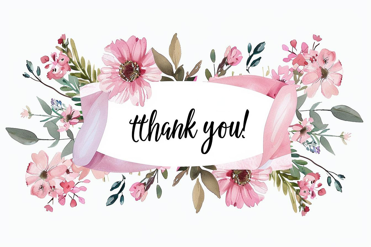 Thank You Card Set - Watercolor, an Illustration by hafijul (Photo 2 of 13)