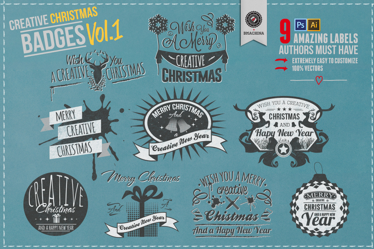 Creative Christmas Badges preview 2