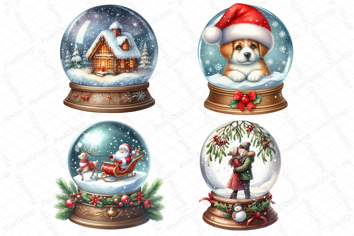 Christmas Snow Globe Clipart, an Illustration by DreamPrint404 (Photo 4 of 4)