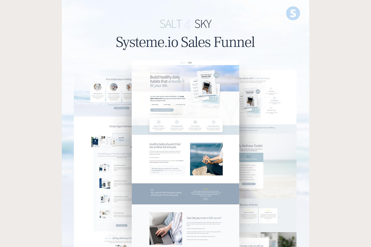 Systeme.io Salt & Sky Funnel, a Landing Page Template by Hayley's Digital Hub (Photo 1 of 10)