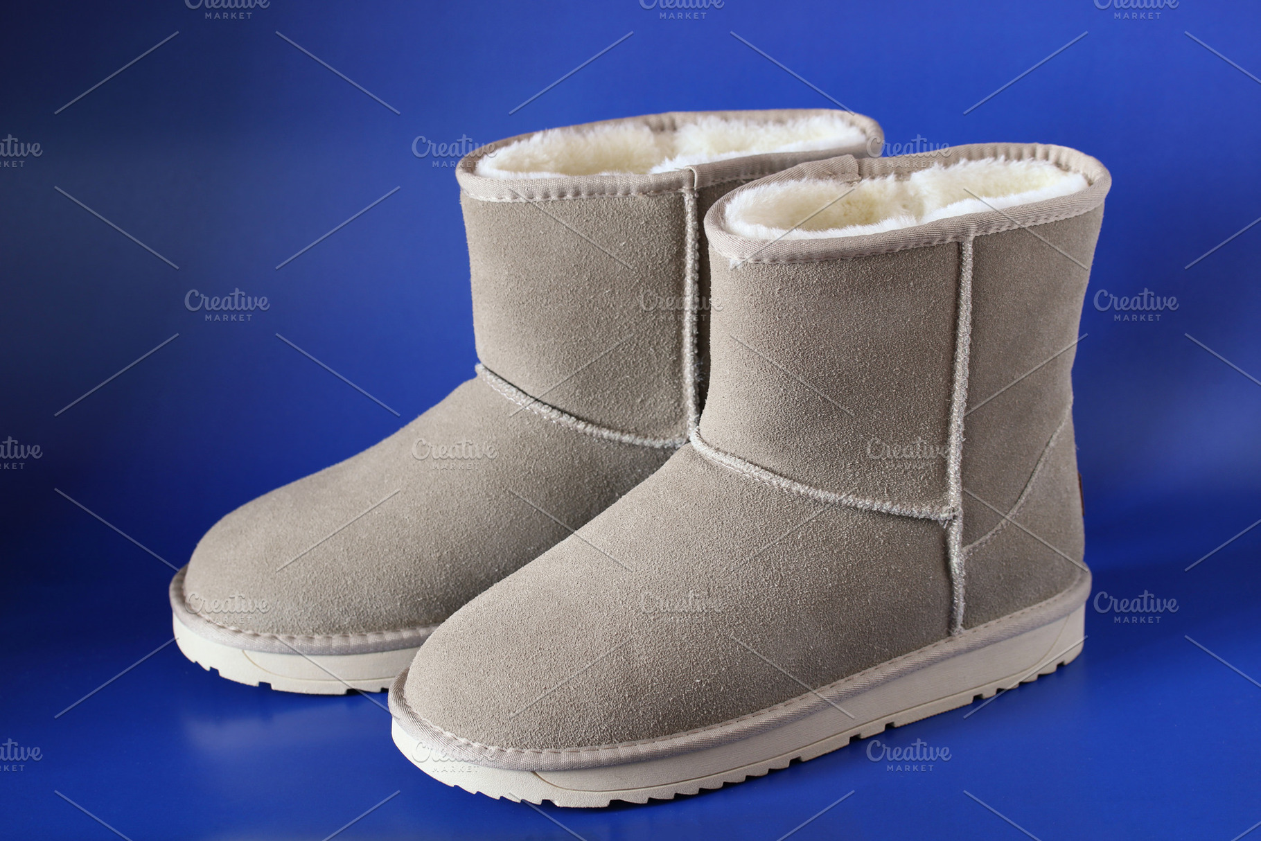 Grey suede and fur boots., a Background Photo by BalaguR