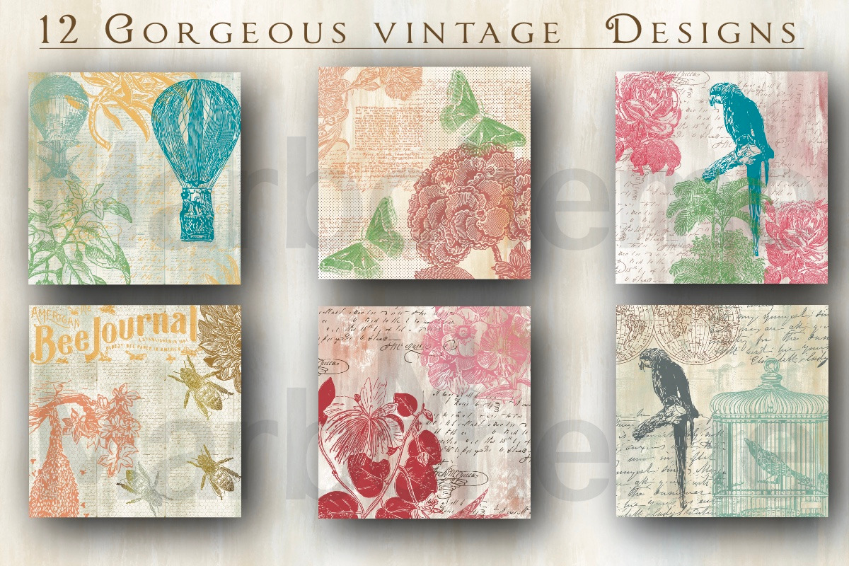 Vintage Digital Papers 3, a Texture Illustration by Luna Y Mar (Photo 3 of 9)