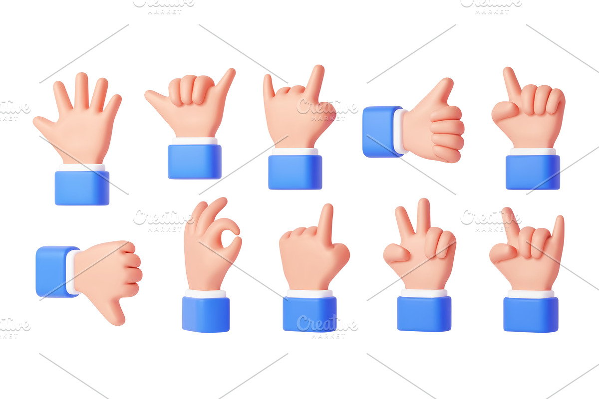 3d hand gestures, realistic arms, a Person Illustration by Buch&Bee