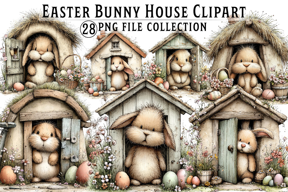 Easter Bunny House Clipart, an Illustration by Dream Creation (Photo 1 of 6)
