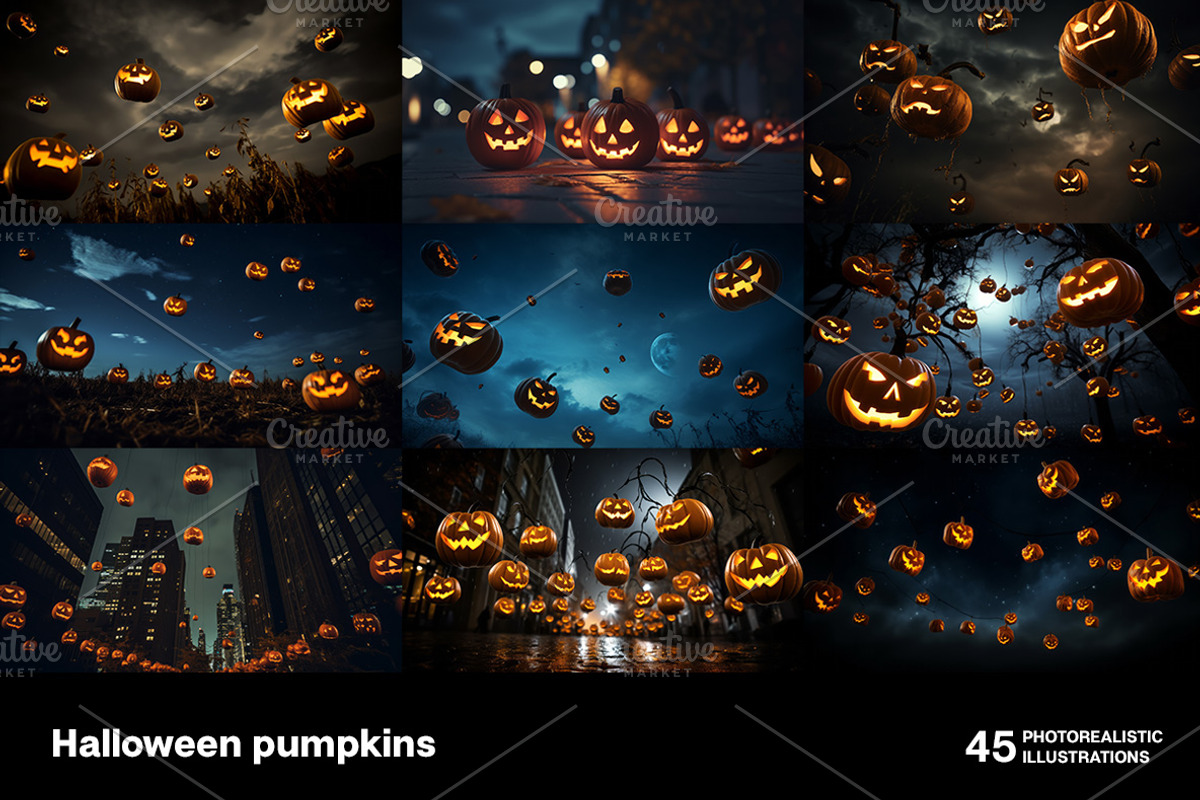 Halloween pumpkins. 45 images, a Holiday Photo by Handmadefont (Photo 10 of 11)