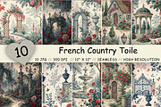 French Country Toile Bundle Paper, a Pattern Graphic by FloridPrintables (Thumbnail 1 of 9)