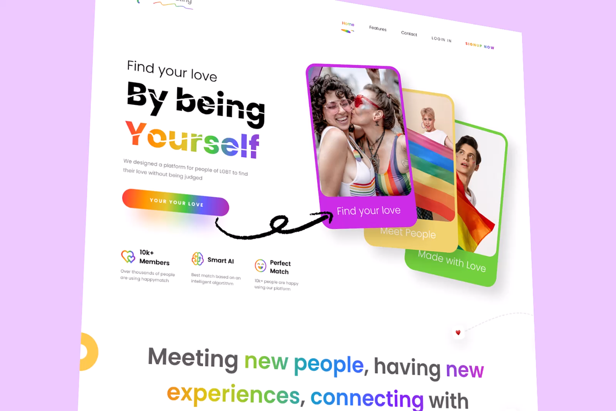 LGBT Dating Website Design Landing, a Landing Page Template by Lazyinterface UX UI Team (Photo 1 of 2)