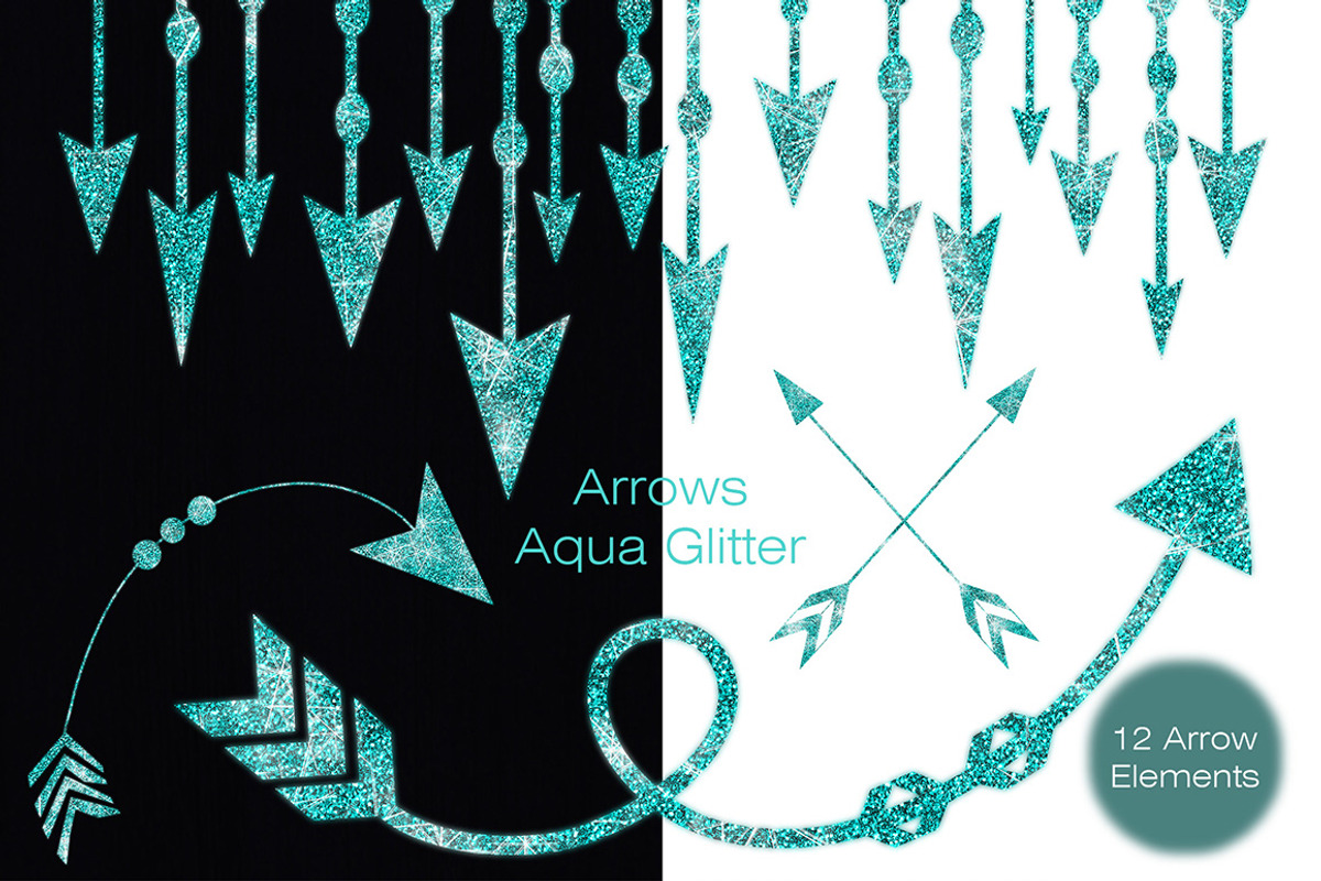 Aqua Glitter Arrow Graphics Bundle, an Illustration by ClipartBrat Graphics (Photo 1 of 3)